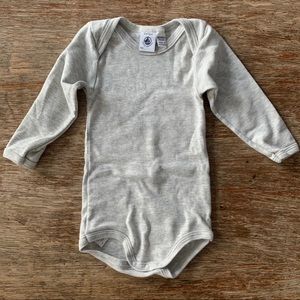 Petit Bateau Gray Long Sleeve Onesie